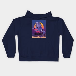 80s Retro Lion Low Poly Kids Hoodie